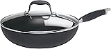 Anolon Advanced Hard Anodized Nonstick Frying Pan/ Fry Saute All Purpose Pan with Lid - 12 Inch, Gray