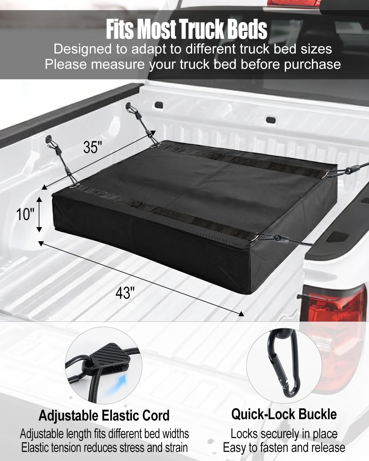 Truck Bed Weight Bag for Off-Road Traction, All Weather Weight Organizer with Adjustable Lock Buckles, Add Sand Bags or Heavy Objects to Enhance Grip and Stability on Snow Ice Mud