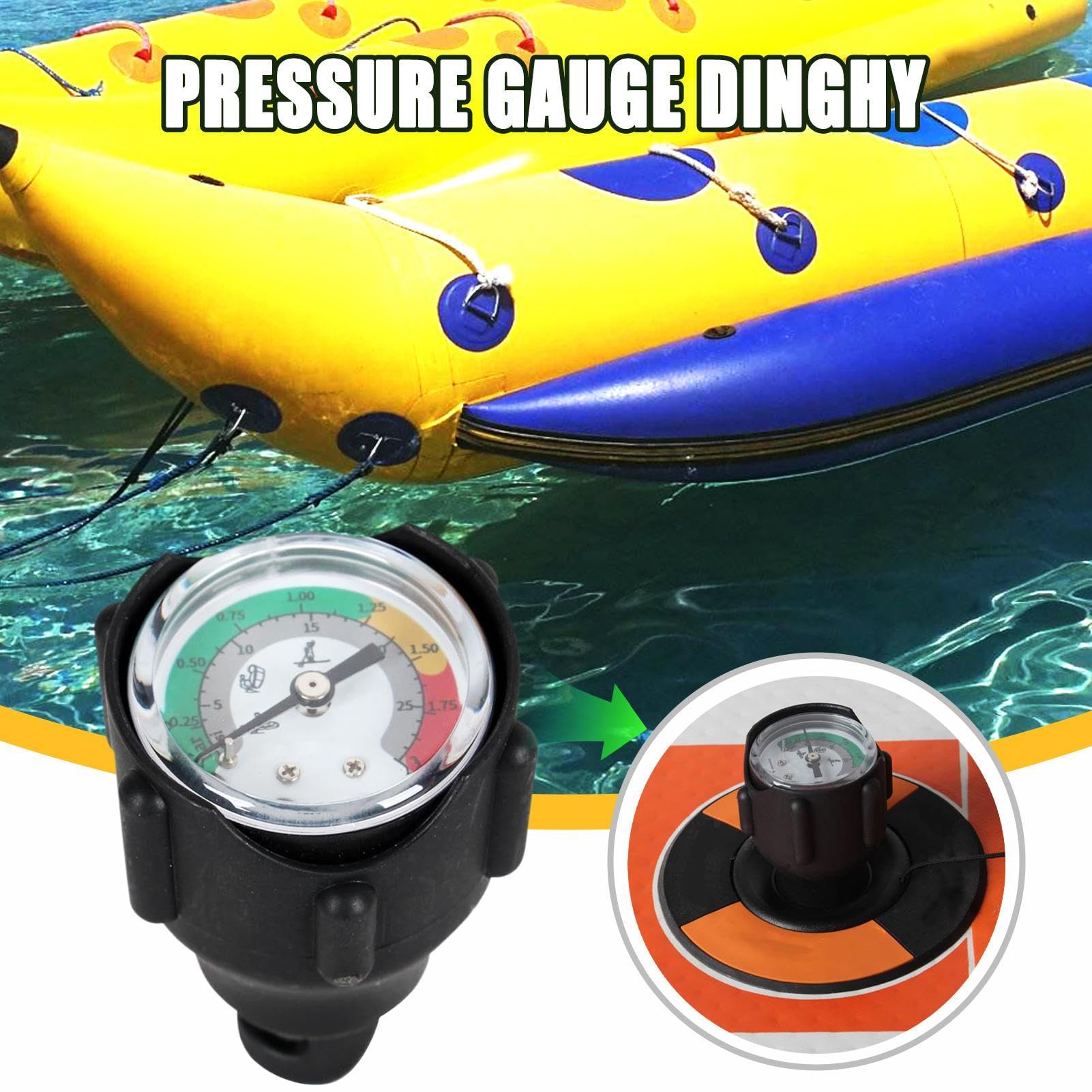 Barometro Per Gommoni | Strumento Di Misurazione Pressione Aria Con Barometro Per Canoe,Per Zattere E Attrezzatura Da Viaggio Outdoor Con Pompe