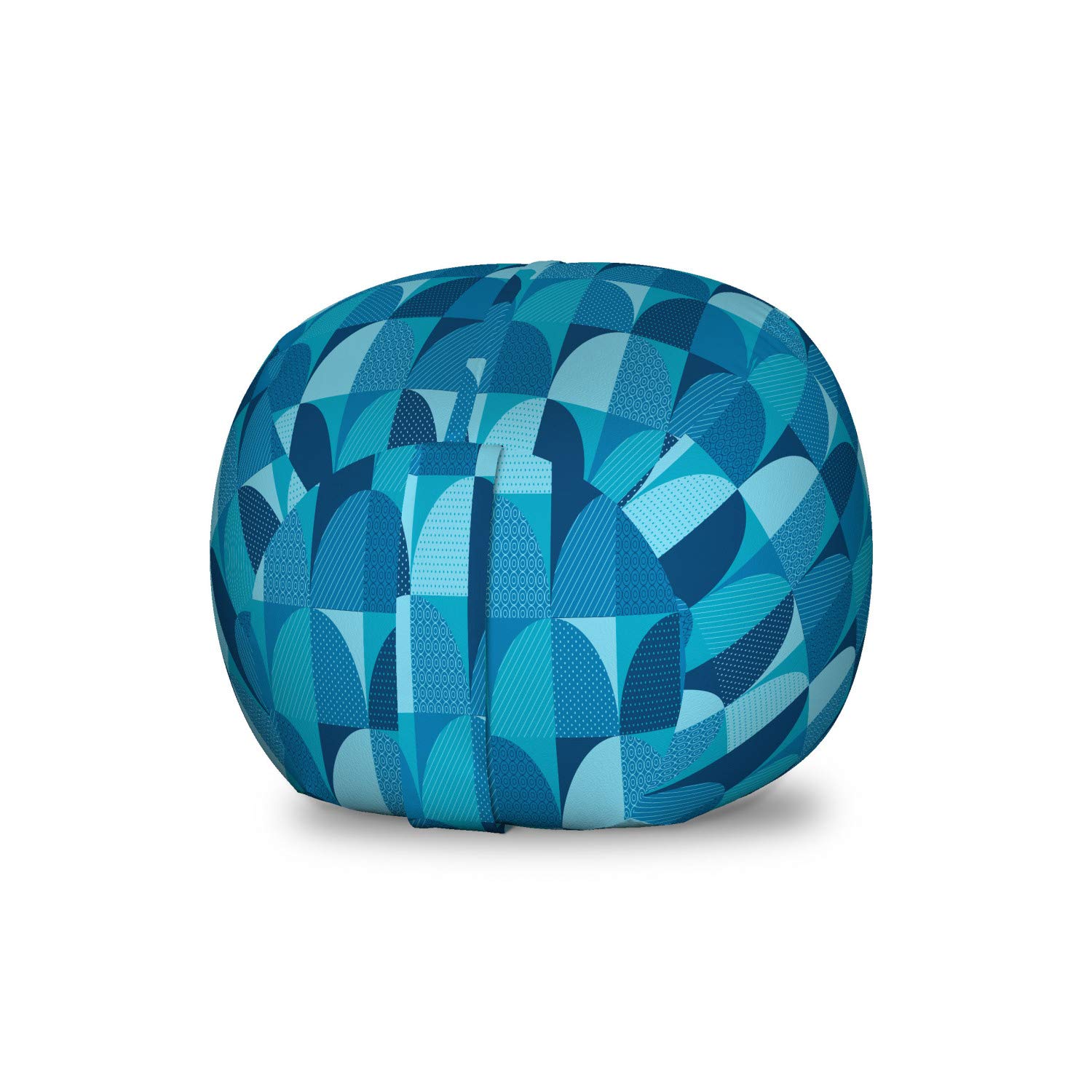 AmbesonneGeometric Storage Toy Bag Chair, Half Circles Pattern Inside Squared Forms and Spirals Dots Contemporary, Stuffed Animal Organizer Washable Bag, Small Size, Sea Blue and Seafoam