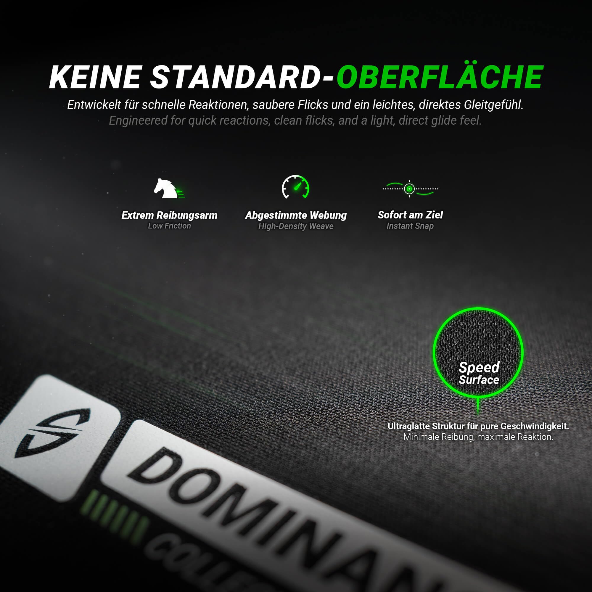 SensoryBoost FlickSTORM – Speed Gaming Mauspad XXL (100×50 cm) Zero-Stoffoberfläche für maximale Geschwindigkeit - Ultra schnell, 3 mm, Flacher Rand & rutschfest - Premium Schreibtischunterlage