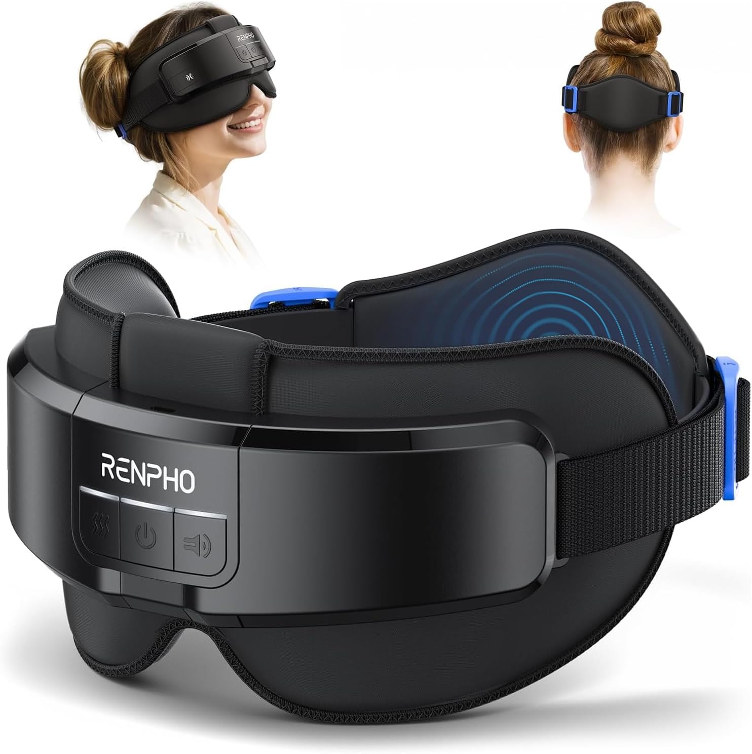 RENPHO Eyeris Masc Head & Eye Massager, FSA Eligible HSA, Birthday Gifts for Women Men, Migraine Relief Headache Massager for Forehead, Occiput and Temple, Heated Mask Massager Scalp Stress Relax