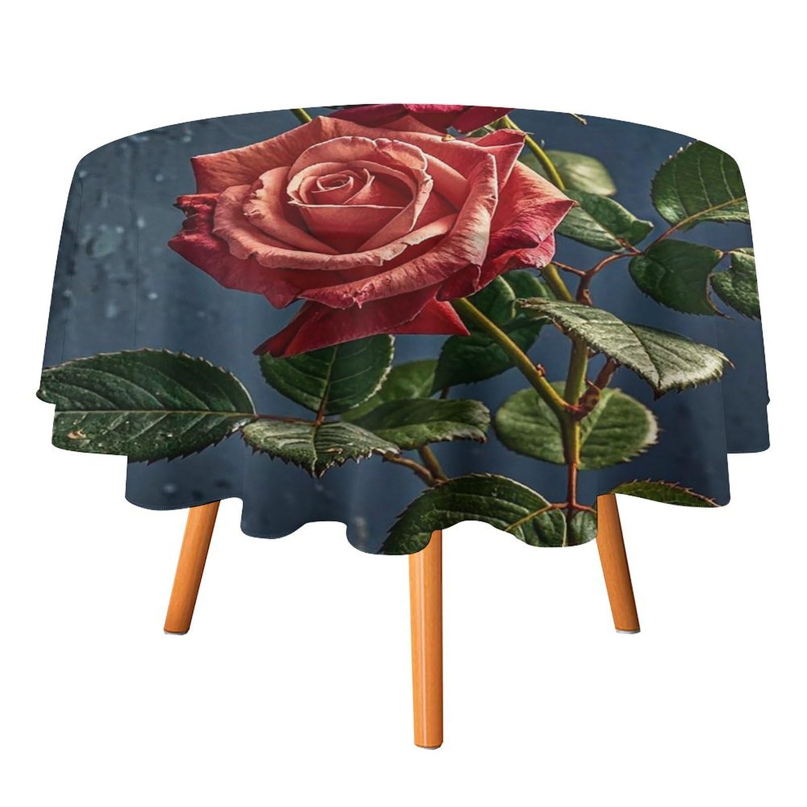 SMAZDFXX Shabby Chic Roses Tablecloth for Restaurant, Round Polyester Table Cover 60x60in for Party