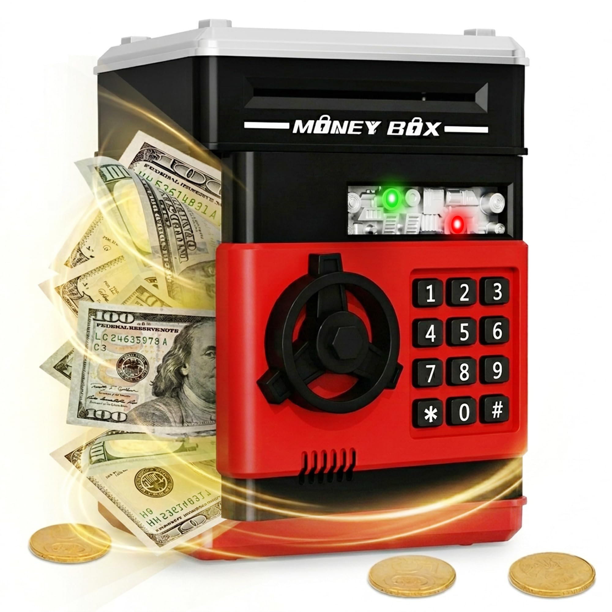 Refasy Piggy Bank Cash Coin Can ATM Bank Electronic Coin Money Bank for Kids Age 3-12, Money Savings Box Mini ATM Coin Bank Toys Gifts for 3 4 5 6 7 8 9 10 11 12 Year Old Boys Girls — Amazon image 10
