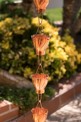 Miniatura 3 de Monarch Rain Chains 14003 Akira de cobre puro, 8-12 pies de longitud de repuesto para canalones, cadena de lluvia de 8.5 pies