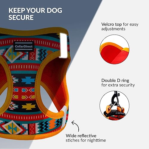 Miniatura 3 de CollarDirect Arnés reflectante para perro, malla de aire para cualquier clima, para perros pequeños y medianos, fácil de poner y quitar, 3 patrones
