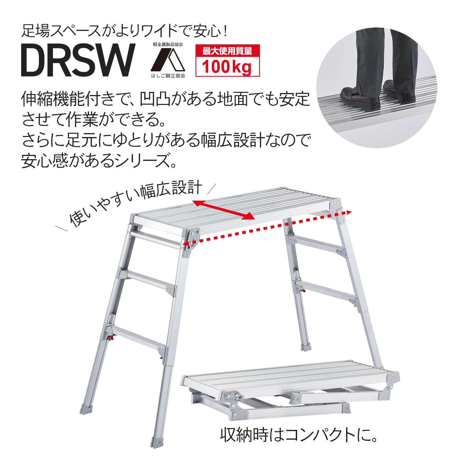 Amazon.co.jp: 長谷川工業(Hasegawa) 脚部伸縮天板幅広足場台 DRSW 