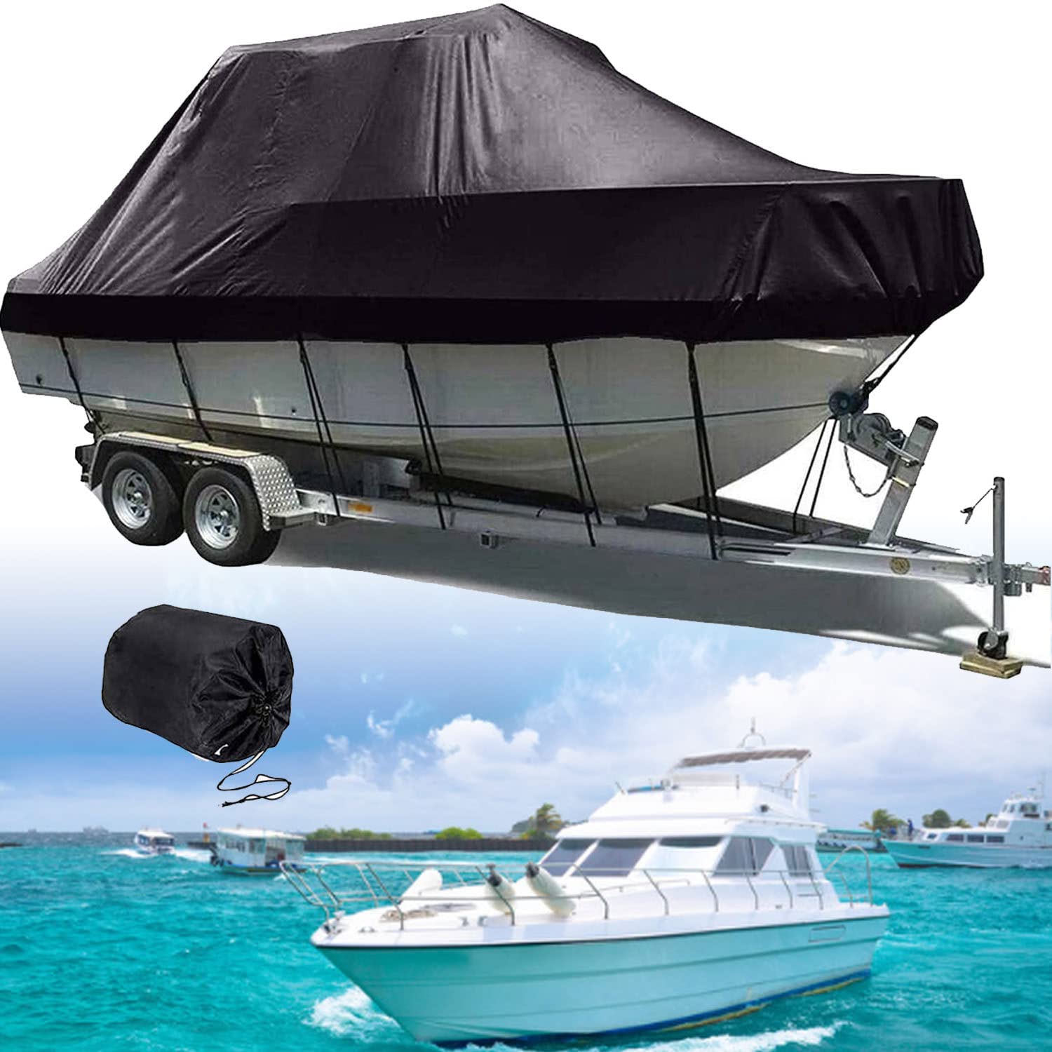 Housse de bateau ski runabout idéale pour le transport de votre coque en V
