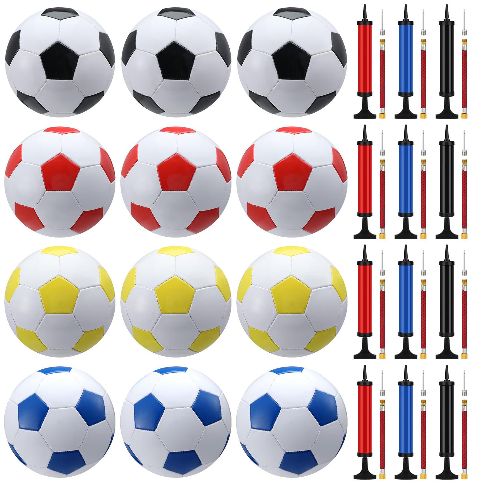 Syhood 24 Pcs Soccer Ball Bulk with Pump Official Size 5 Deflated Soccer Ball with Needles for Teens Adult Youth Game Training Teens Football Back to School Gift Outside Game Match Birthday