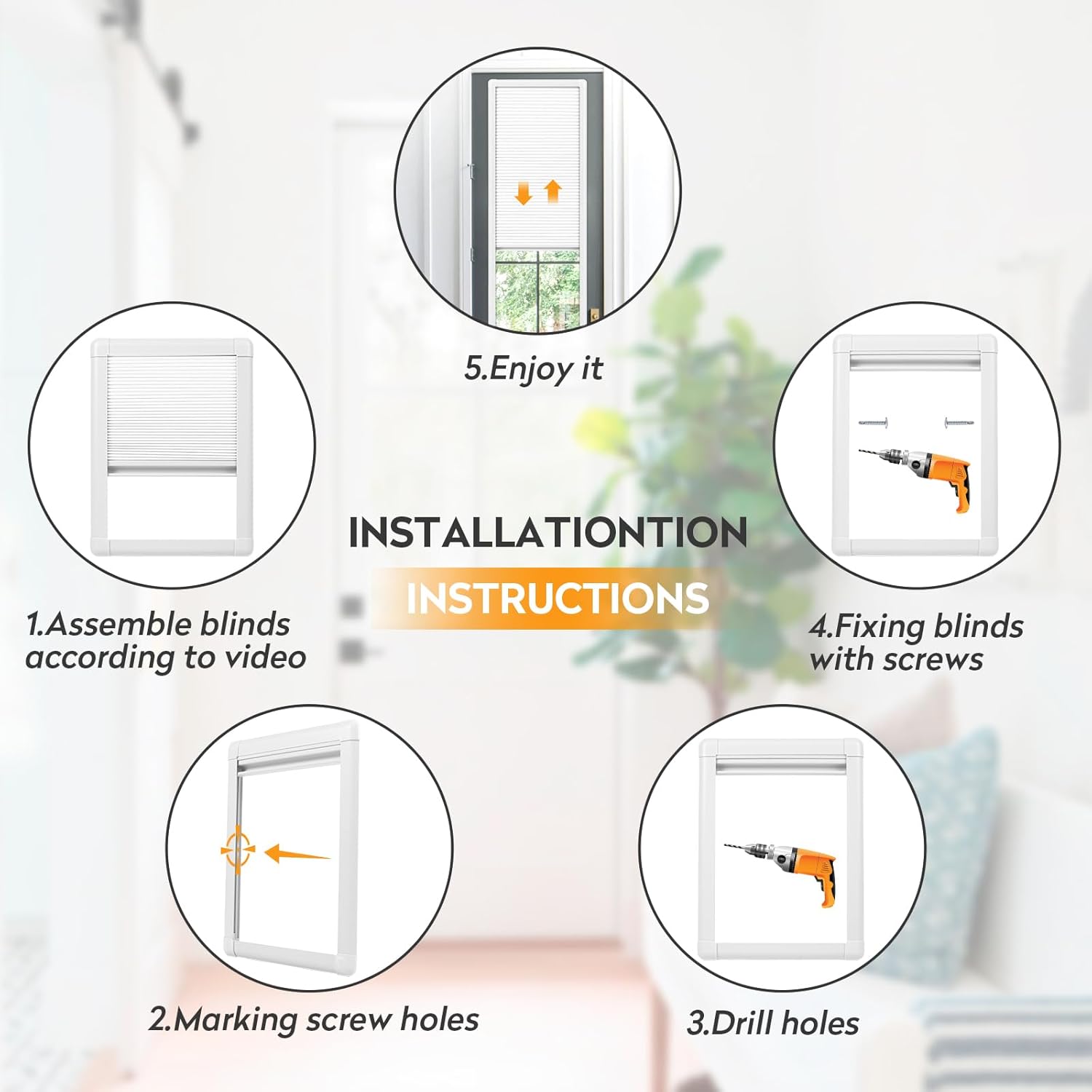 ACMEART Light Filtering Door Blinds Privacy Thermal Insulated Hidden Door Window Blinds Cellular Shades for Patio French Door Front Door Sidelight Window (Pure White)