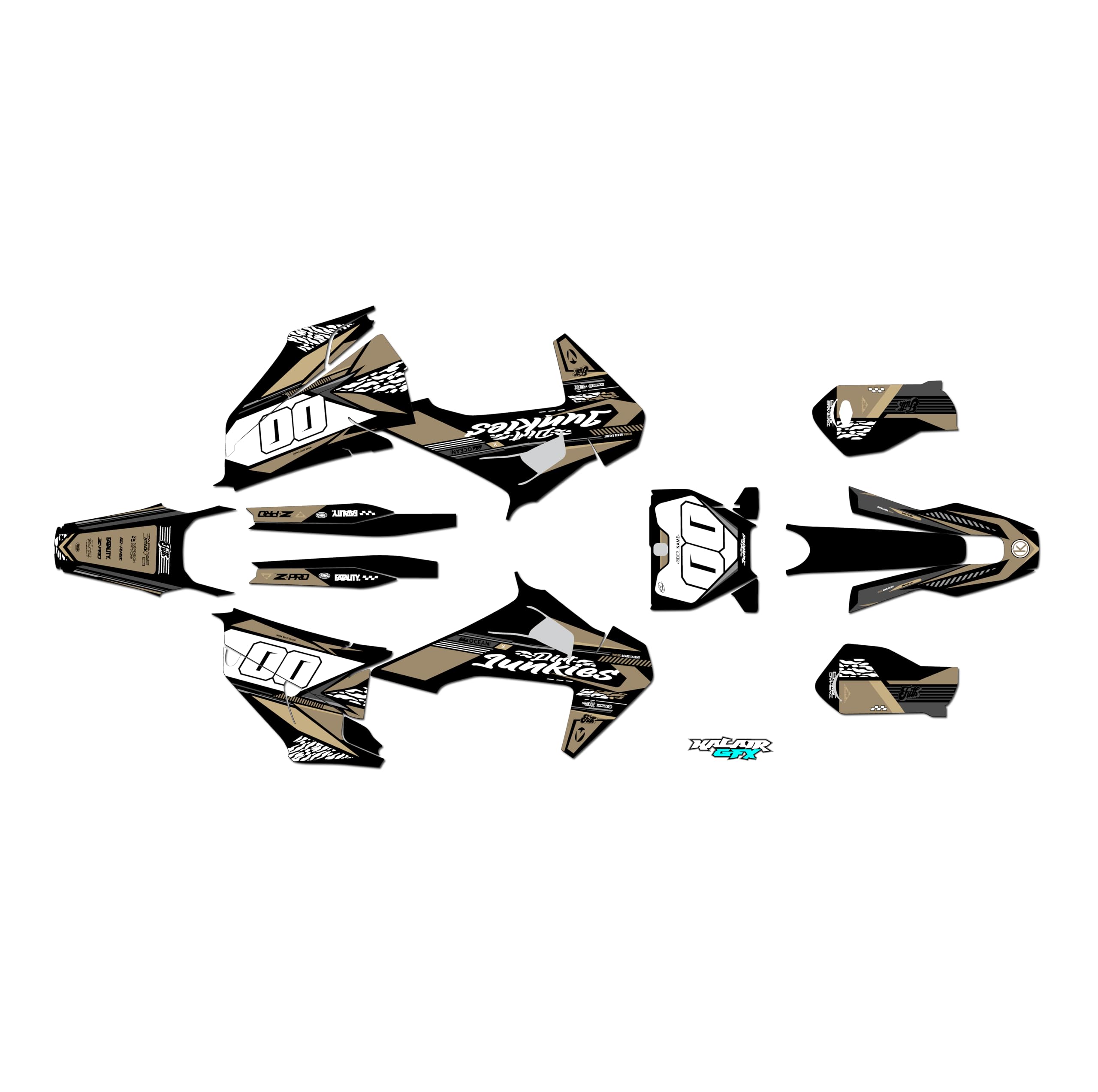 Kit de gráficos para Husqvarna TC125 TC250 FC250 FC350 FC450 (2019-2022) RUGGED Series Tan 16 Mil - Kit de calcomanías gráficas personalizadas para carreras de cross, sin plásticos