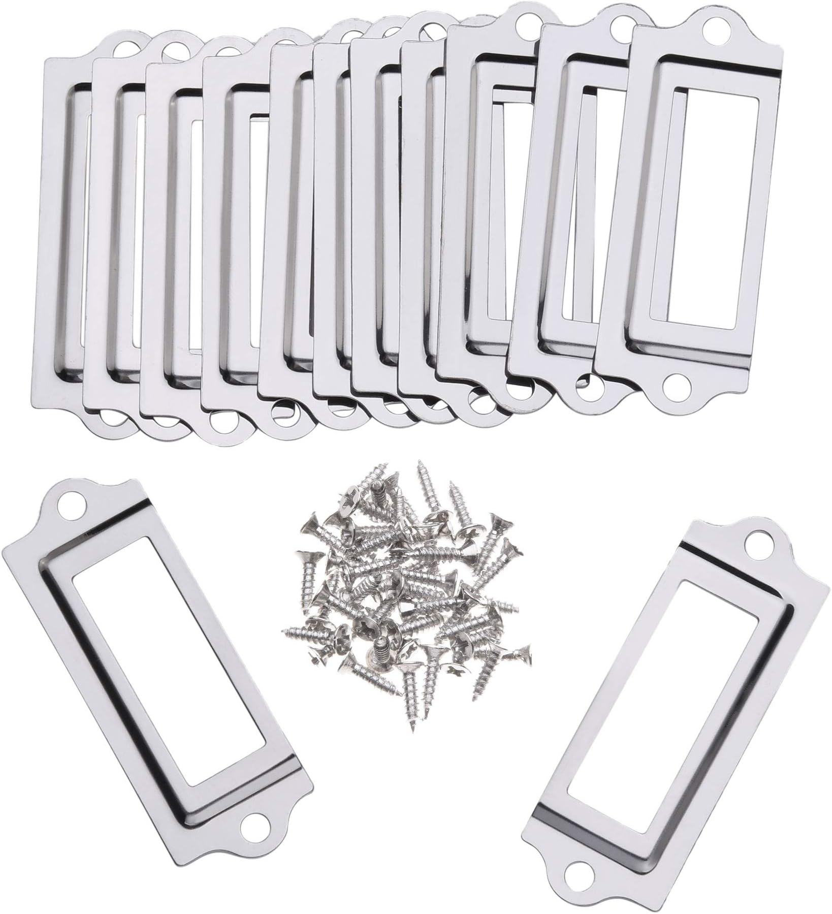 Bluecell 20pcs 80 x 35mm Silver Color Metal Office File Cabinet Shelves Drawer Name Card Label Holder Frames with Screws