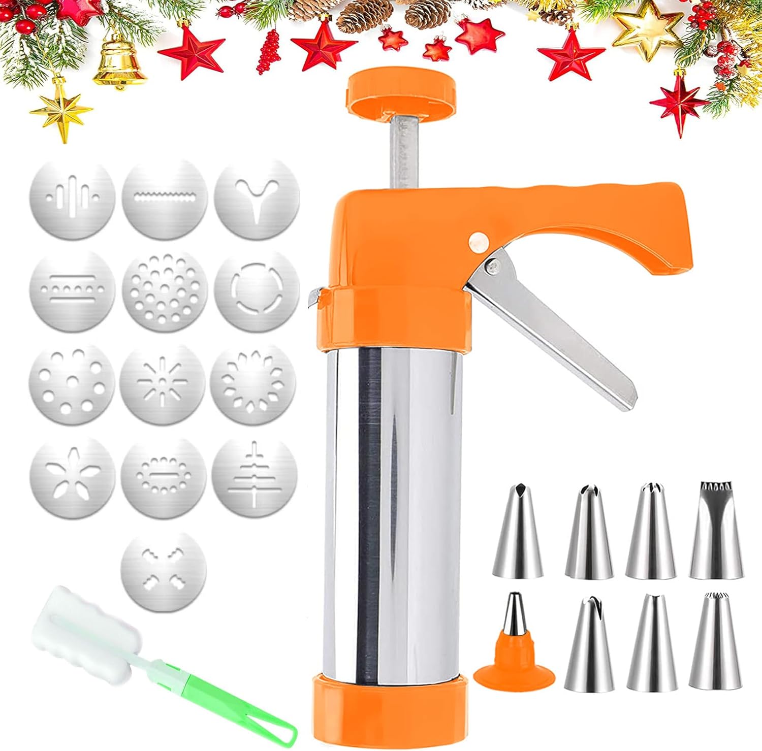 Auronp Cookie Press Stainless Steel Cookie Press Gun 13