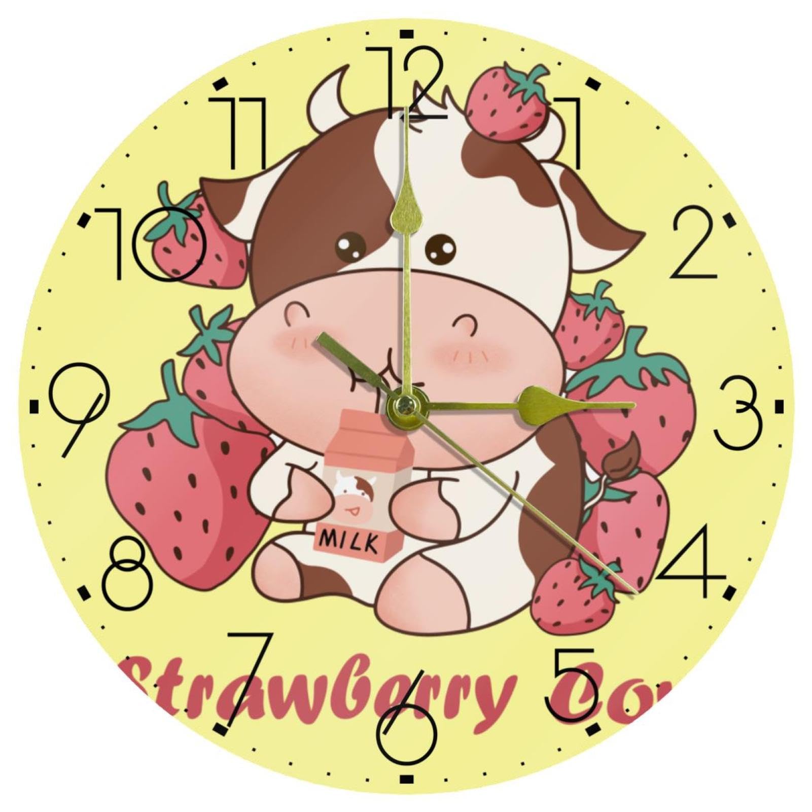 Horloge murale ronde 25,4 cm acrylique jaune silencieuse cuisine chambre maison