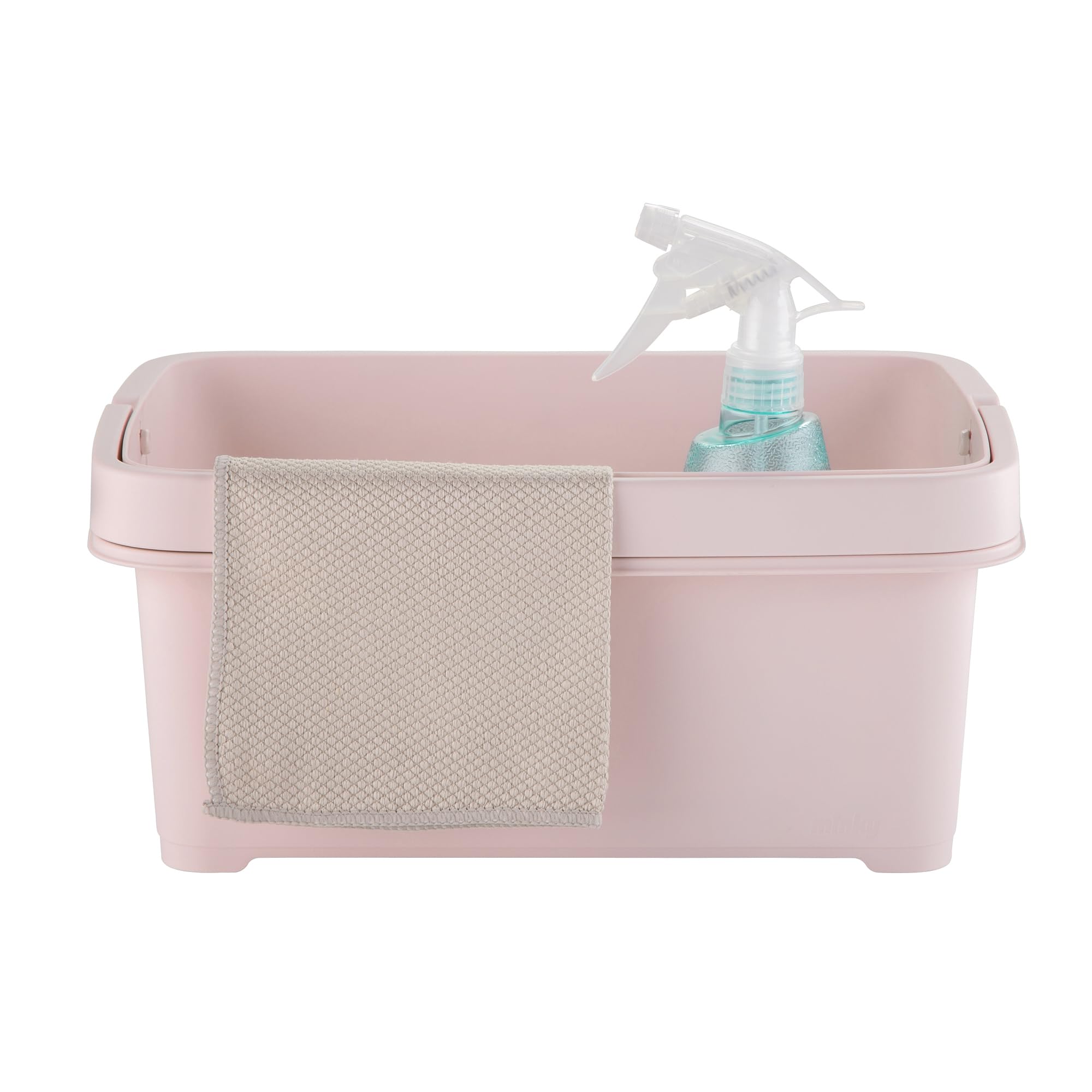 Minky Storage Caddy with Divider, Storage Basket with Divider, Foldaway Handle, Cleaning Caddy, Bathroom Storage & Organisation