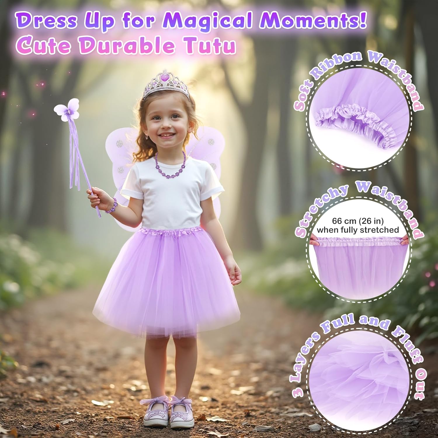 kilofly Princess Party Favor Butterfly Fairy Costume Dress Up Role Play Value Pack - Image 3
