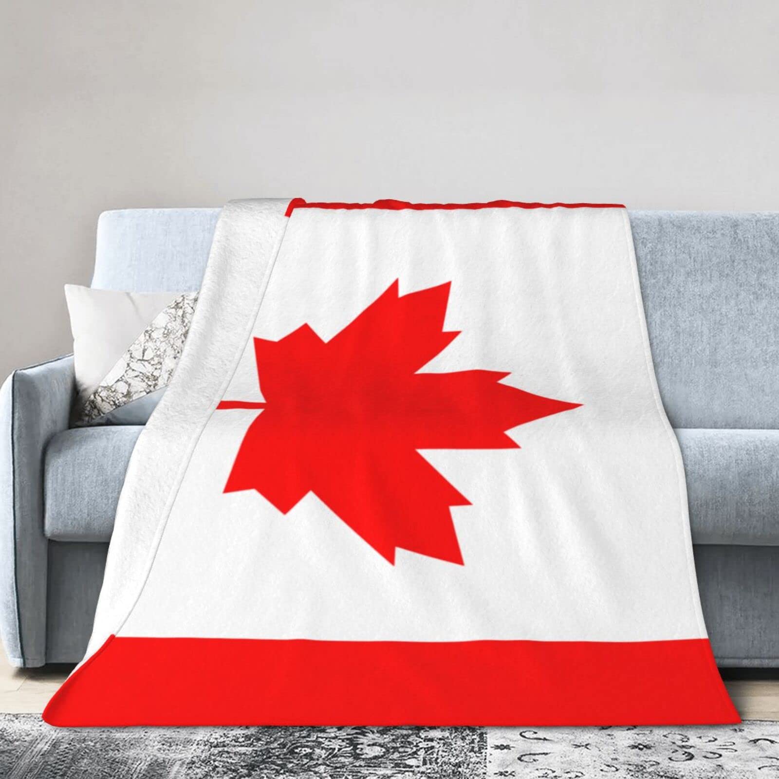 Melbrakin Canada Flag Blanket Throw Blanket Flannel Fleece Blanket Soft Fuzzy Lightweight Blanket For Sofa Bedroom Couch 50"X40"
