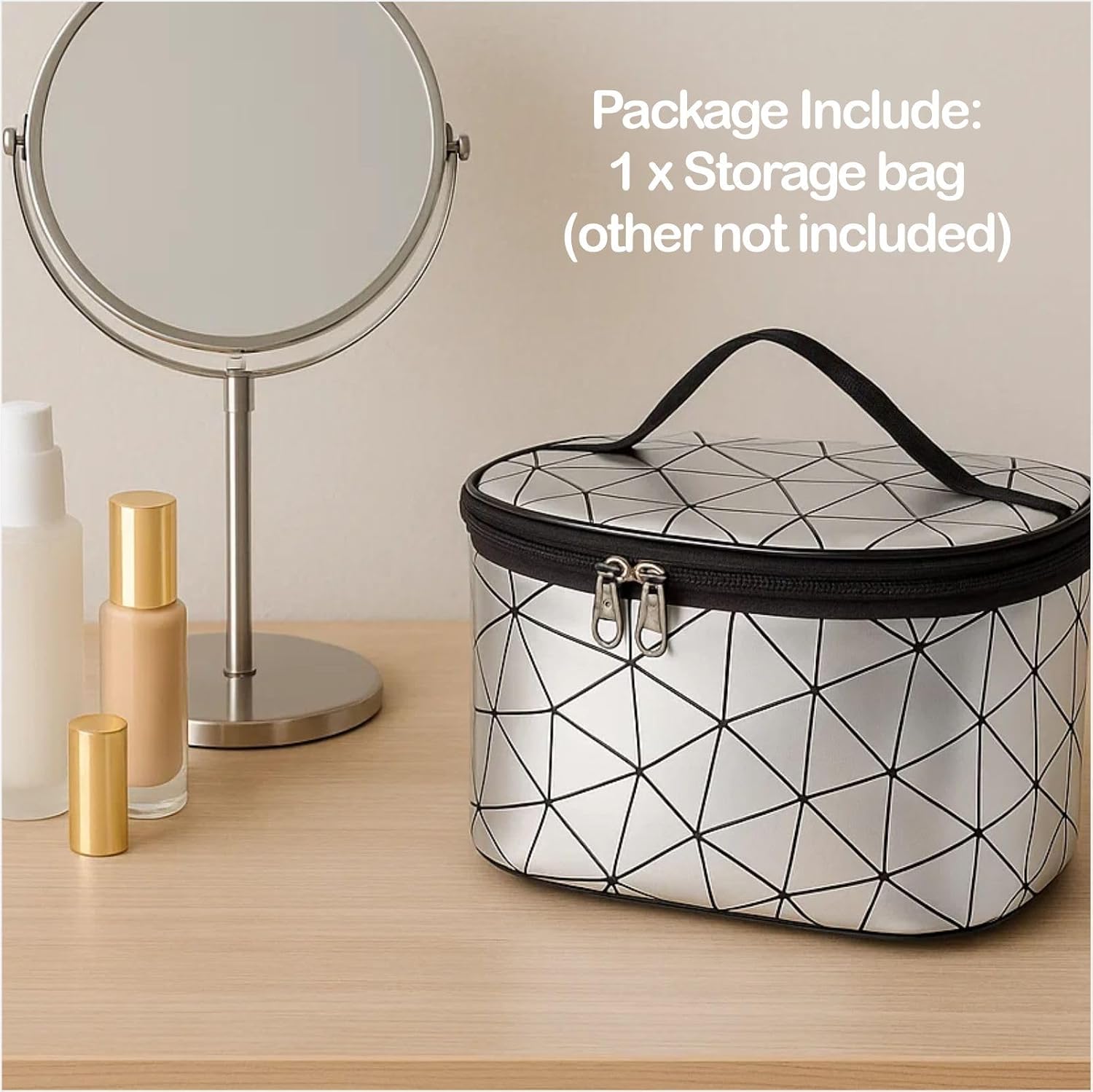 Portable Wig Storage Box, Hair Extension Accessories Carrying Travel Case Makeup Tool Organizer Store Hairpieces, Decorations, 8.7" L x5.7 H (Silver)