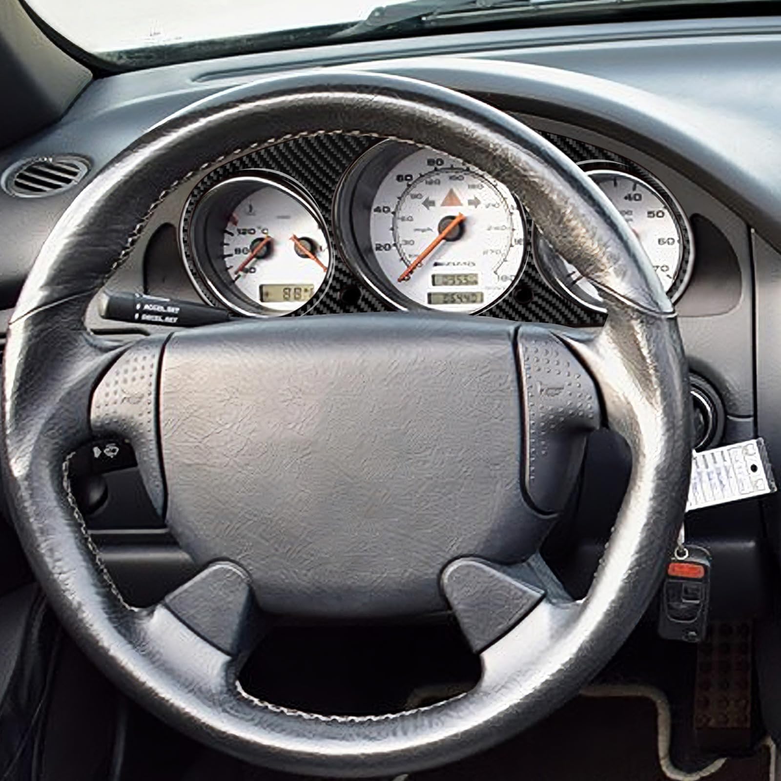 KUNGKIC pour MERCEDES-Benz SLK R170 1996-2003 Fibre de Carbone Voiture Tableau de bord Cadre Compteur de Vitesse Autocollants Compteur de Vitesse Accessoires Intérieurs Décoratifs, Cadeau (Noir)