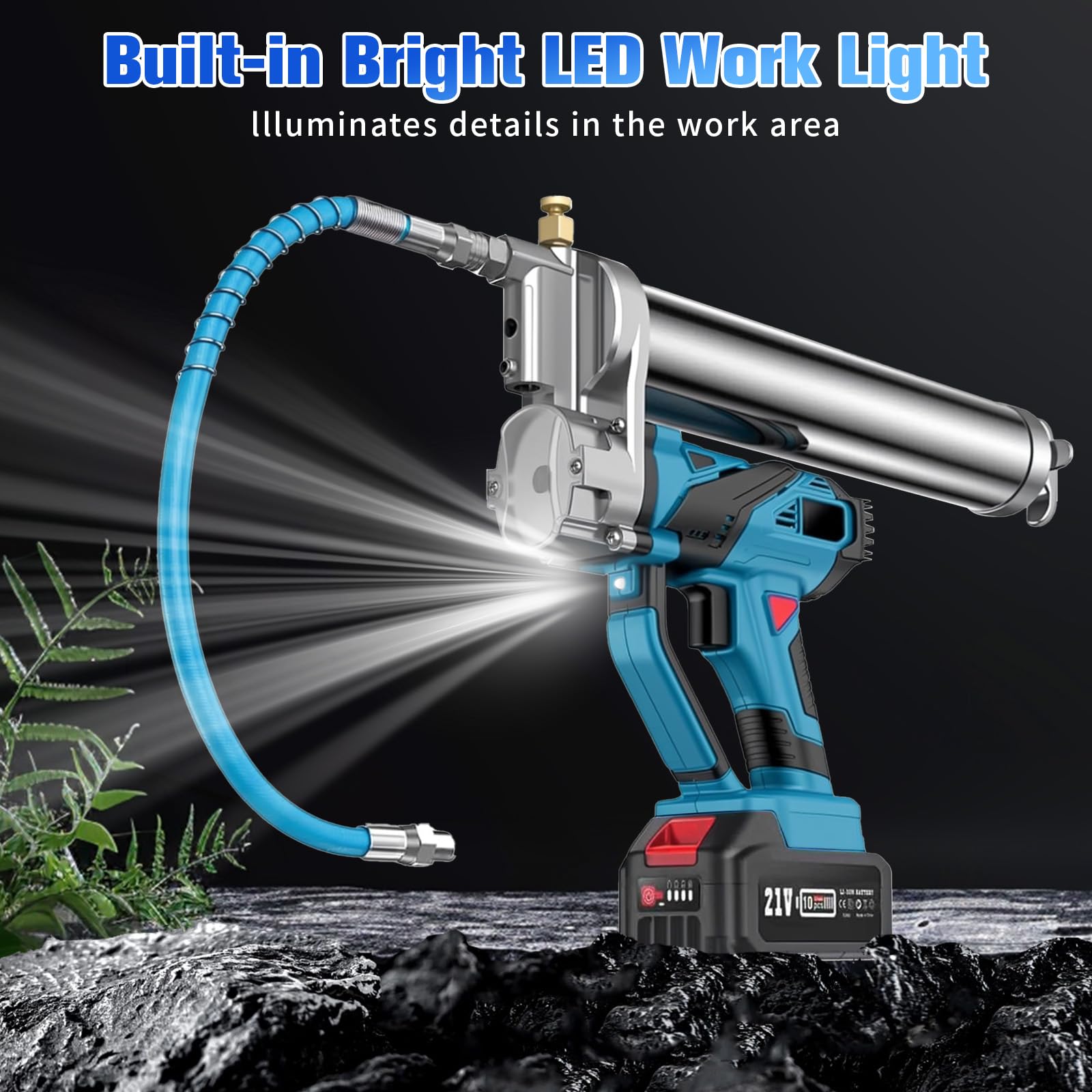 Engrasadora 2 en 1 inalámbrica para Makita – Pistola de Grasa de Alta presión hasta 10.000 PSI, diseño ergonómico (Batería no incluida)
