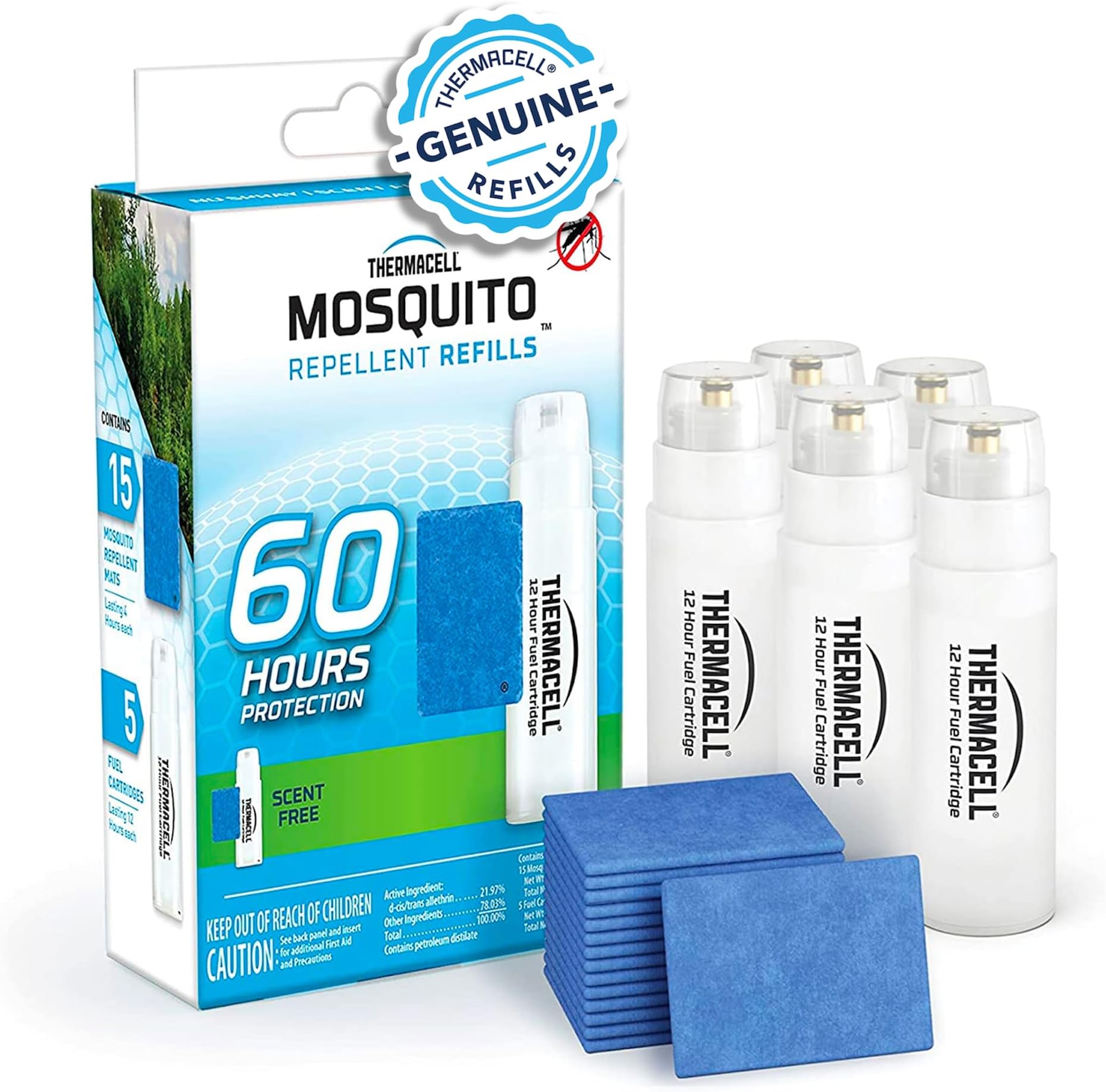 Mosquito Repellent Refills; Compatible with Any Fuel-Powered Thermacell Repeller; Highly Effective, Long Lasting, No Spray, No Scent, No Mess; 15 Foot Zone of Mosquito Protection