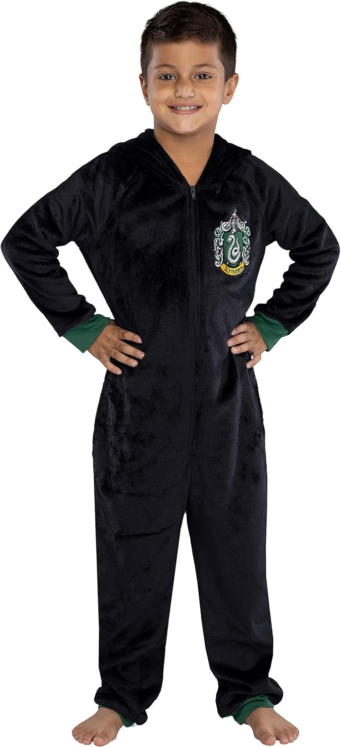 INTIMO Harry Potter Unisex Kids Hooded Pajama Union Suit - All 4 Houses Gryffindor, Slytherin, Ravenclaw, Hufflepuff