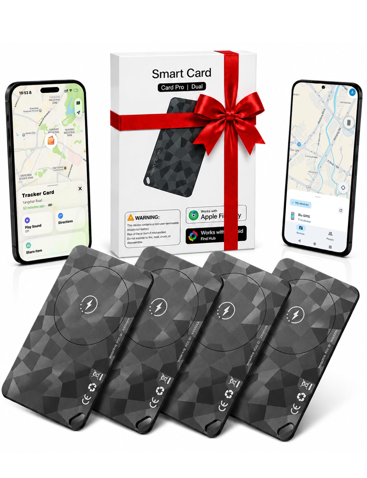 Photo 1 of (4 Pack) 2026 Wallet Tracker Card (iOS and Android) Slim Tracking Card, 6-12 Years Battery Bluetooth Smart Card, Work with Apple Find My & Google Find Hub, GPS Locator for Passports, Keys, Backpack