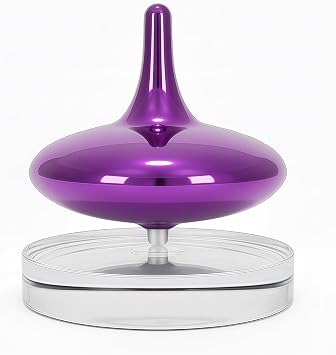Electric Spinning Top for Adults 6+ Hour Spin, LED Light Show, Glass Base, Desktop Toy for Focus & Stress Relief Exploration Purple