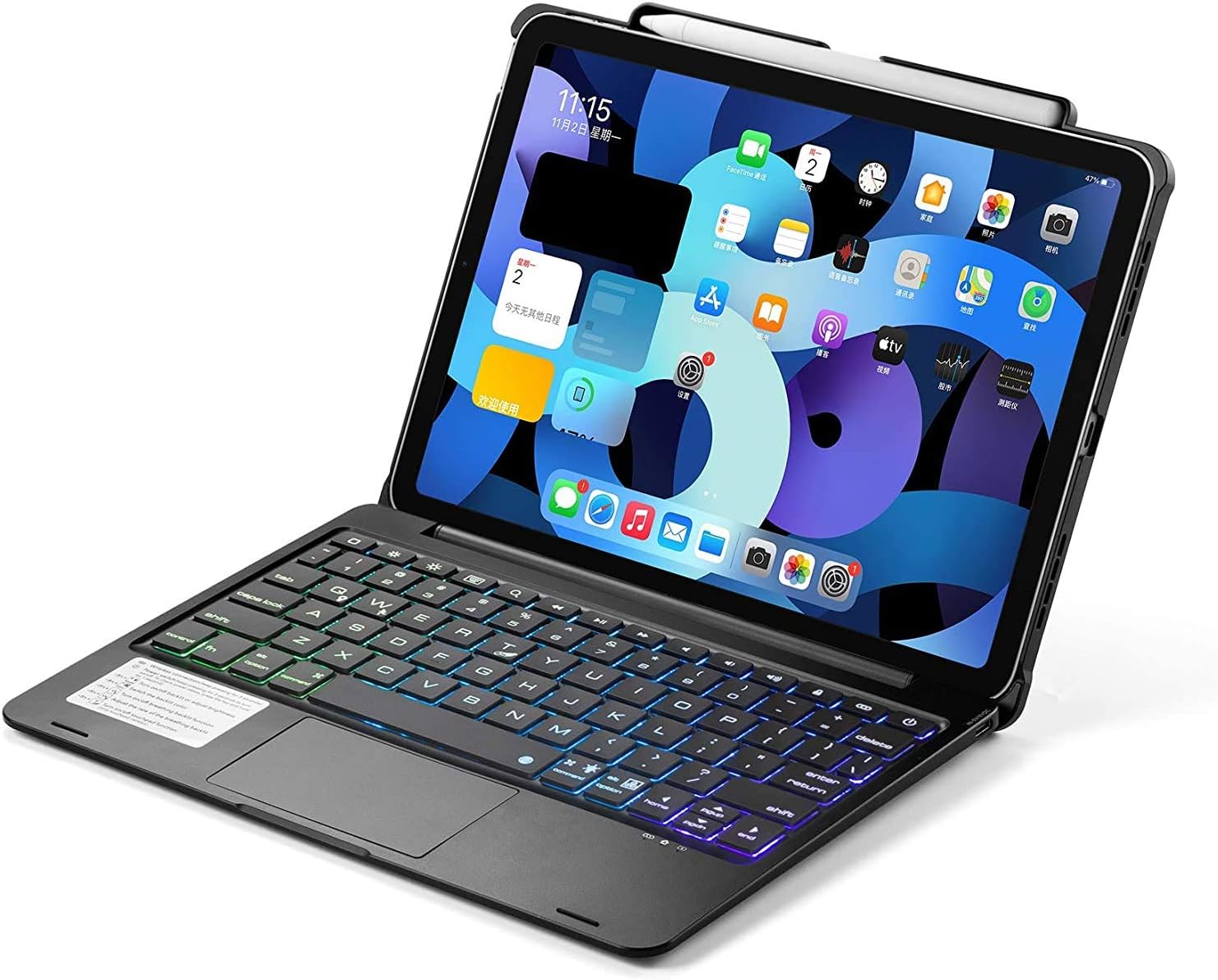 Best Cyber Deals 🔥 Touchpad Keyboard Case for iPad Air 5 2022/iPad Air 4 2020/iPad Pro 11 2021/2020/2018, Business Case with Trackpad Keyboard and Pencil Holder, Backlits Keyboard(Black Without Rotate)