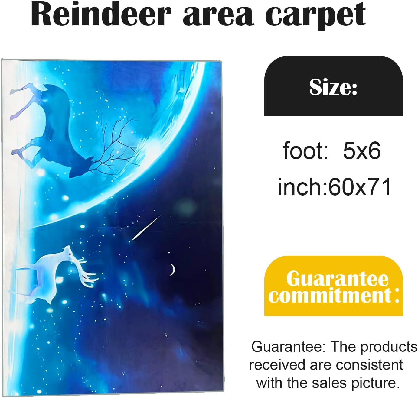 5' X 6′ Large Blue Carpet, Living Room Decorative Carpet, Fluffy, Furry Children's Room Floor mat