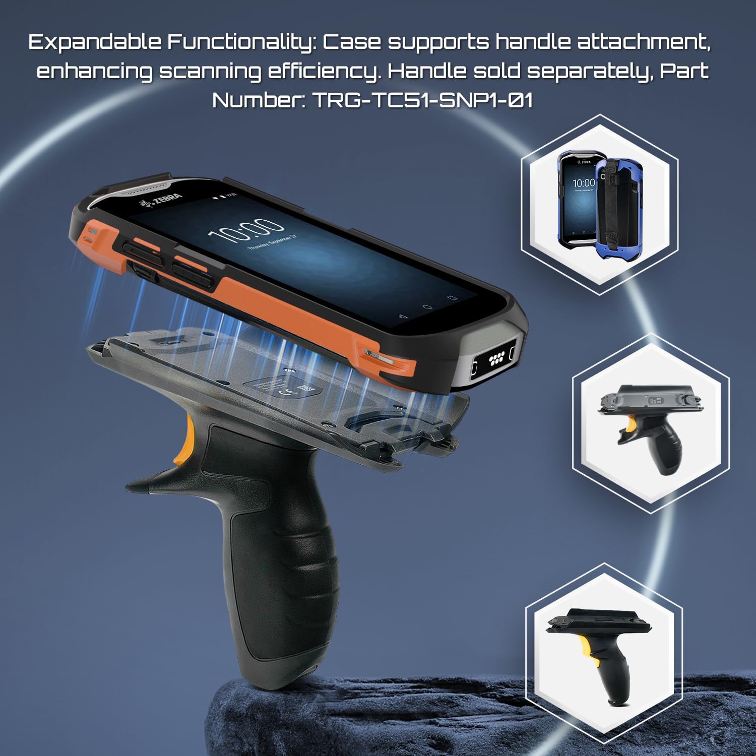 TC51 TC52 TC56 TC57 TC510K Case with Hand Strap - Protective & Ergonomic for Zebra Handheld Barcode Scanners SG-TC5X-EXO1-01 SG-TC5X-EXONHS-01 (Orange) - Image 5