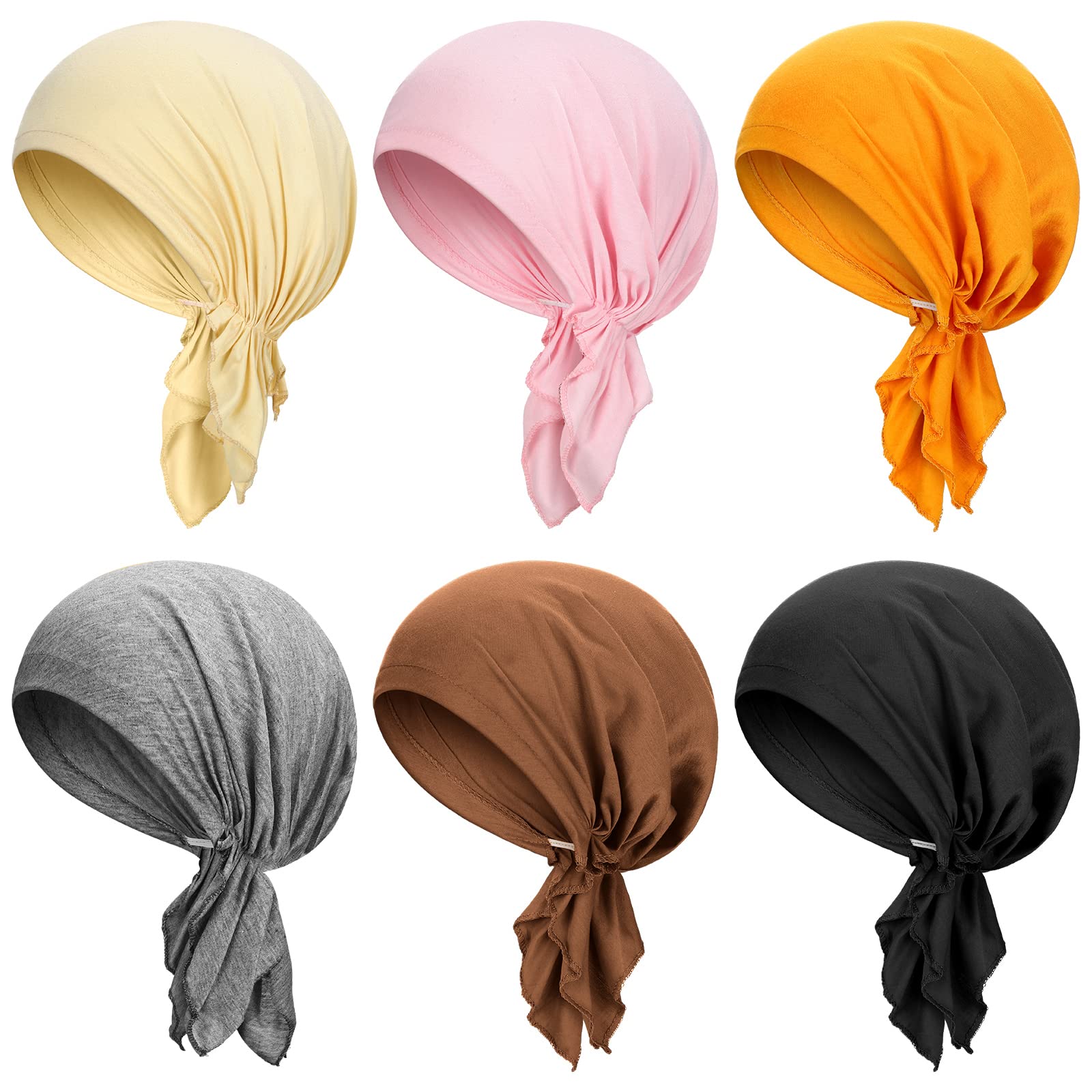 Geyoga Lot de 6 Bonnets de Chimio pour Femmes Turban Bonnets Cancer Tête Foulards Bonnet Perte de Cheveux Chapeaux pour Le Yoga et la Course à Pied