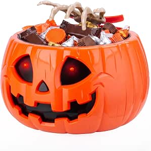 GameXcel Animatronic Halloween Candy Bowl with Motion-Activated Skeleton Hand