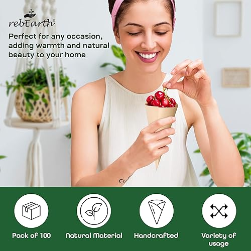 Miniatura 5 de rebEarth Conos de madera desechables  Conos resistentes al calor para charcutería, aperitivos y aperitivos  Conos de madera de pino para exhibición