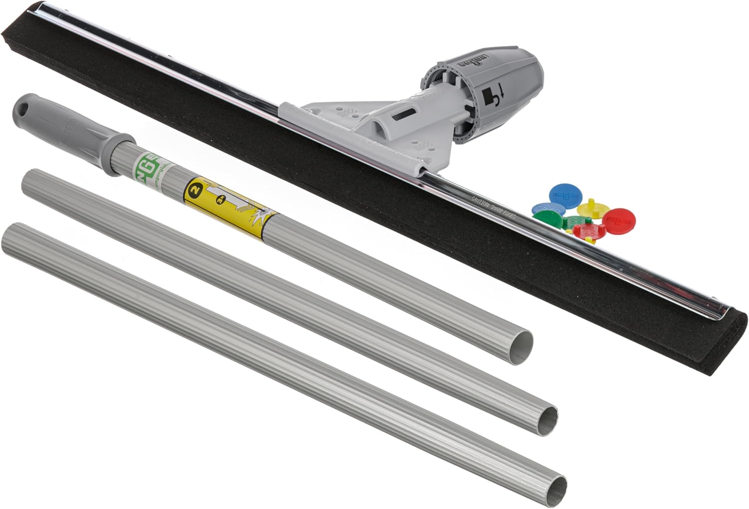 Unger Commercial SmartFit™ WaterWand™ 30" Heavy-Duty Floor Squeegee with 53" Aluminum Handle – Ideal for Removing Water and Dirt from Uneven Surfaces, Grouted Tile, and Non-Slip Flooring HM30K