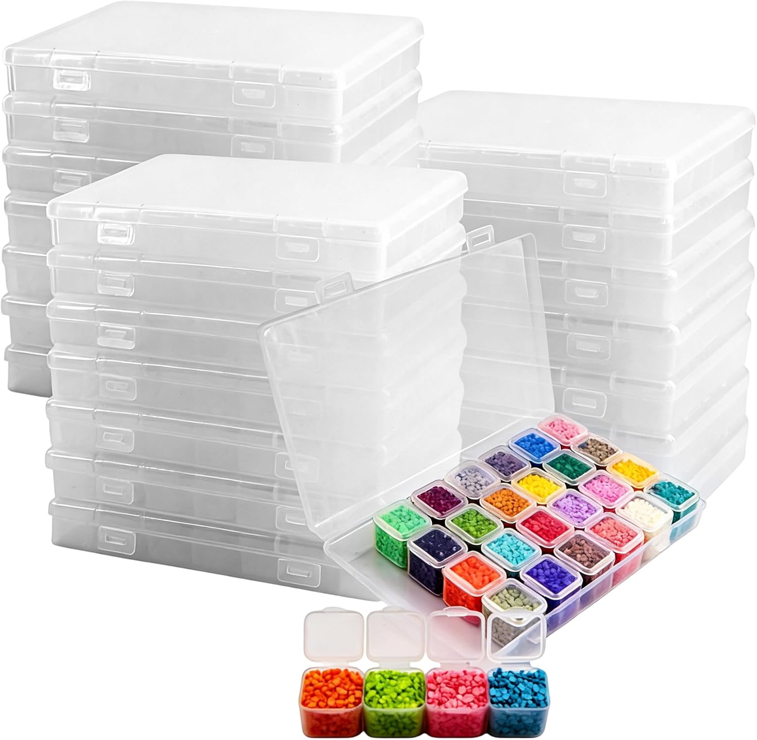 26 Pack Diamond Painting Storage Containers - 728 Slots Bulk Bead Organizer Boxes, Diamond Art Craft Supplies Accessories for Bead Storage & Organization