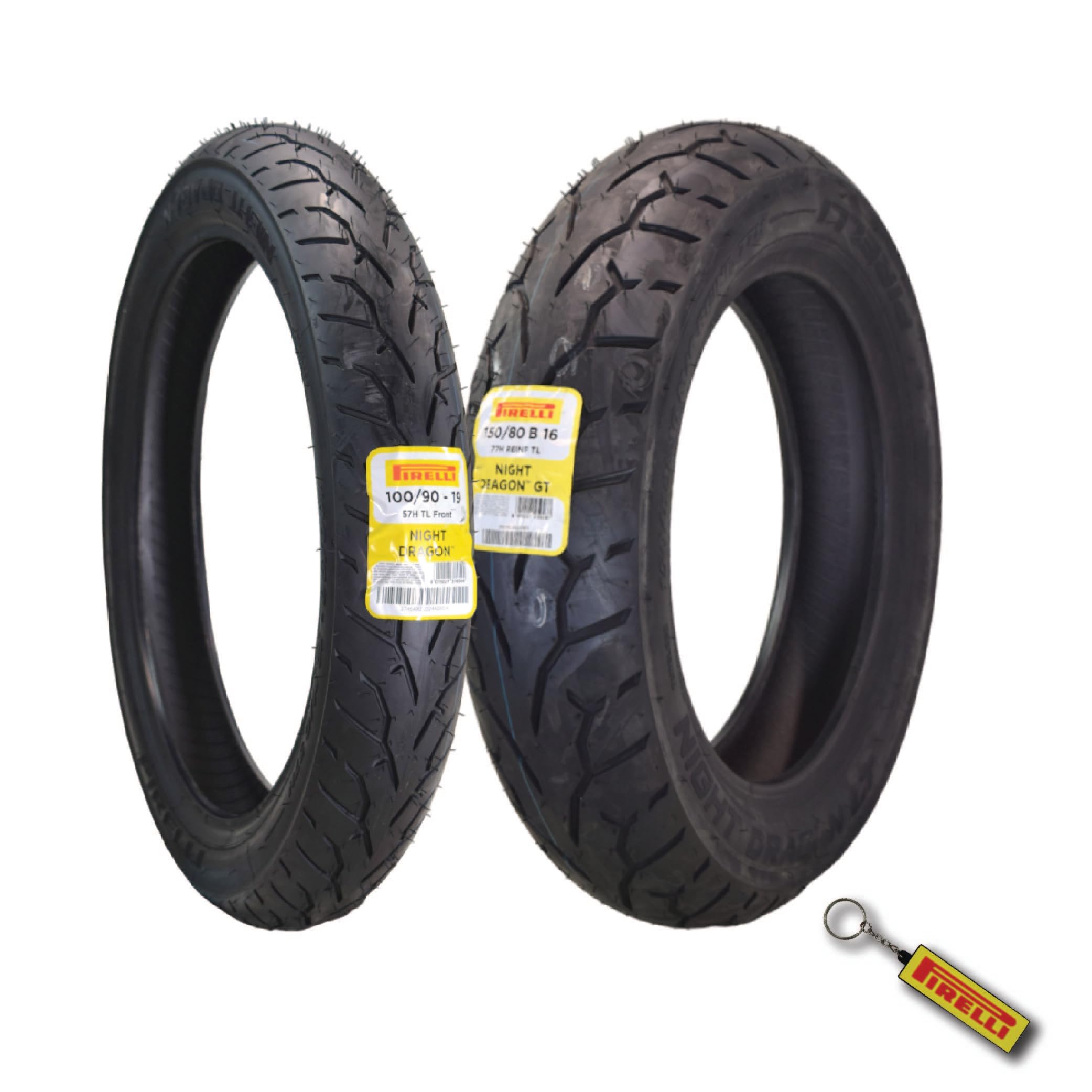 Pirelli Night Dragon 100/90-19 M/C 57H TL Cruiser Motorcycle Front Tire - Superior Traction & Handling for High-Performance Cruisers w/Keychain