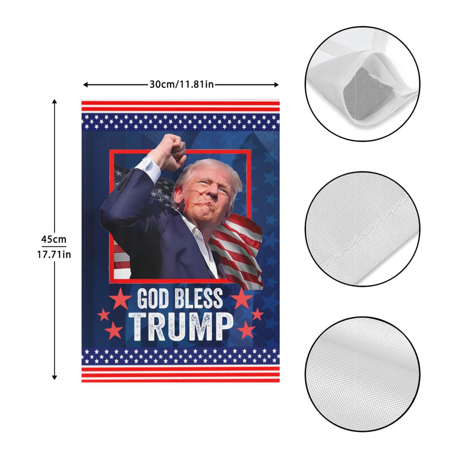🇺🇸 Bandera De Jardín Trump 2024 – Americana 12x18 Pulgadas – 100% Poliéster Para Exterior