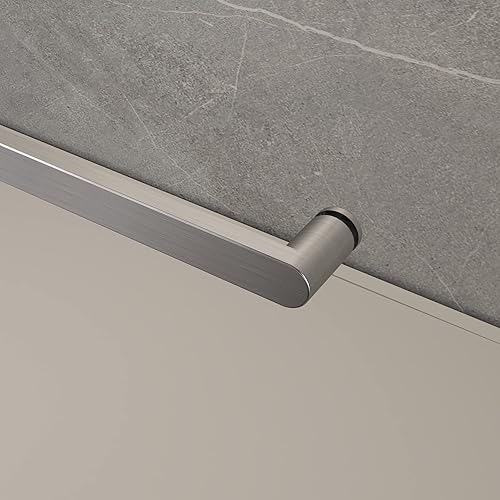 Miniatura 7 de FRANSOUL Puerta de ducha doble deslizante sin marco, 68-72 pulgadas de ancho, 76 pulgadas de alto y vidrio templado transparente de 0.4 pulgadas,