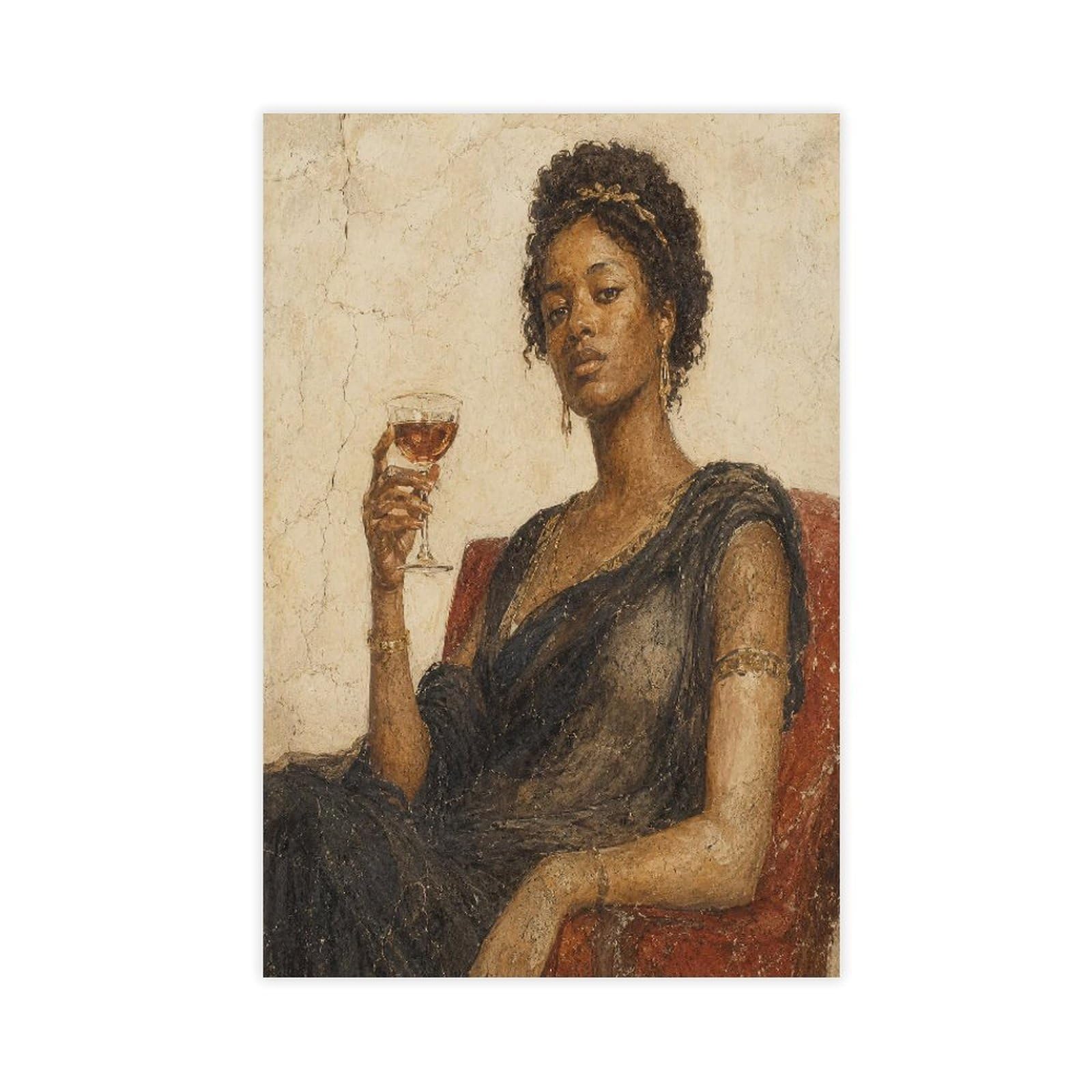 W7c8u2x3 Unframe-Style-14 Seated Woman With Wine Canvas Wall Art, Gallery Wall