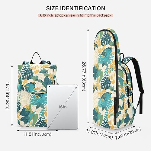 Miniatura 3 de Bolsa de tenis unisex grande resistente con plantas tropicales verdes, 2 raquetas, bolsa de tenis acolchada, bolsa de gimnasio para mujeres y