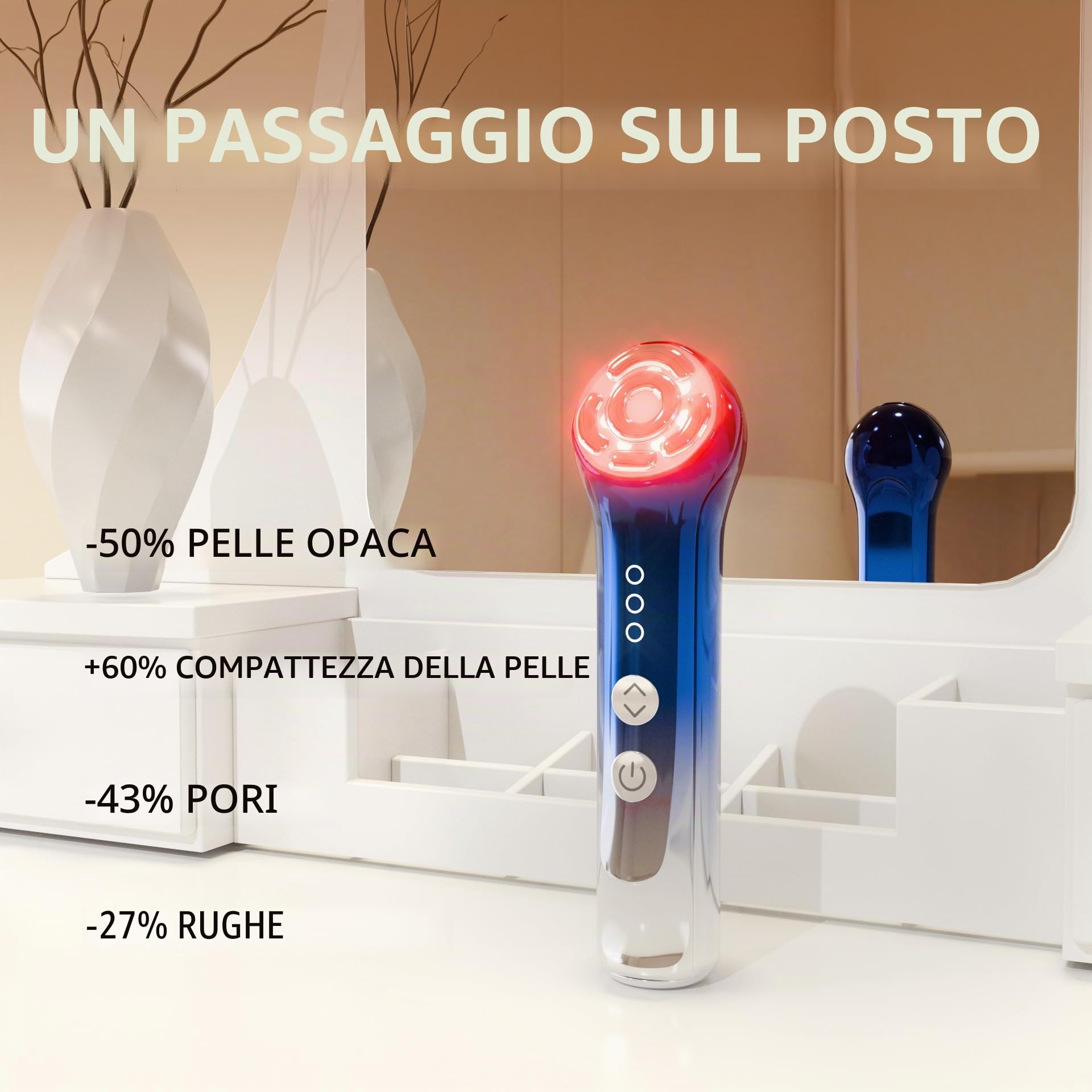 Dispositivo a Radiofrequenza Professionale Massaggiatore Viso Multifunzionale Antirughe di Bellezza EMS Lifting Anti-Età Anti-Acne, Massaggiatore Facciale Elettrico Pulizia Profonda
