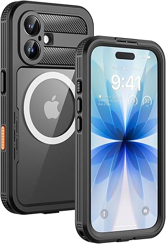 Miniatura 16 de Lanhiem Funda magnética para iPhone 17 Pro Max, IP68 impermeable, a prueba de polvo, compatible con Magsafe, protector de pantalla integrado, cuerpo