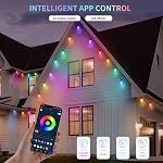 CAWWS Outdoor String Lights 50FT, Color Changing Patio Lights, Waterproof | 20 Shatterproof LED Bulbs, Multicolor & Warm White, Dimmable, IP67 Waterproof, APP & Remote, Custom Colors, 24V Low Voltage