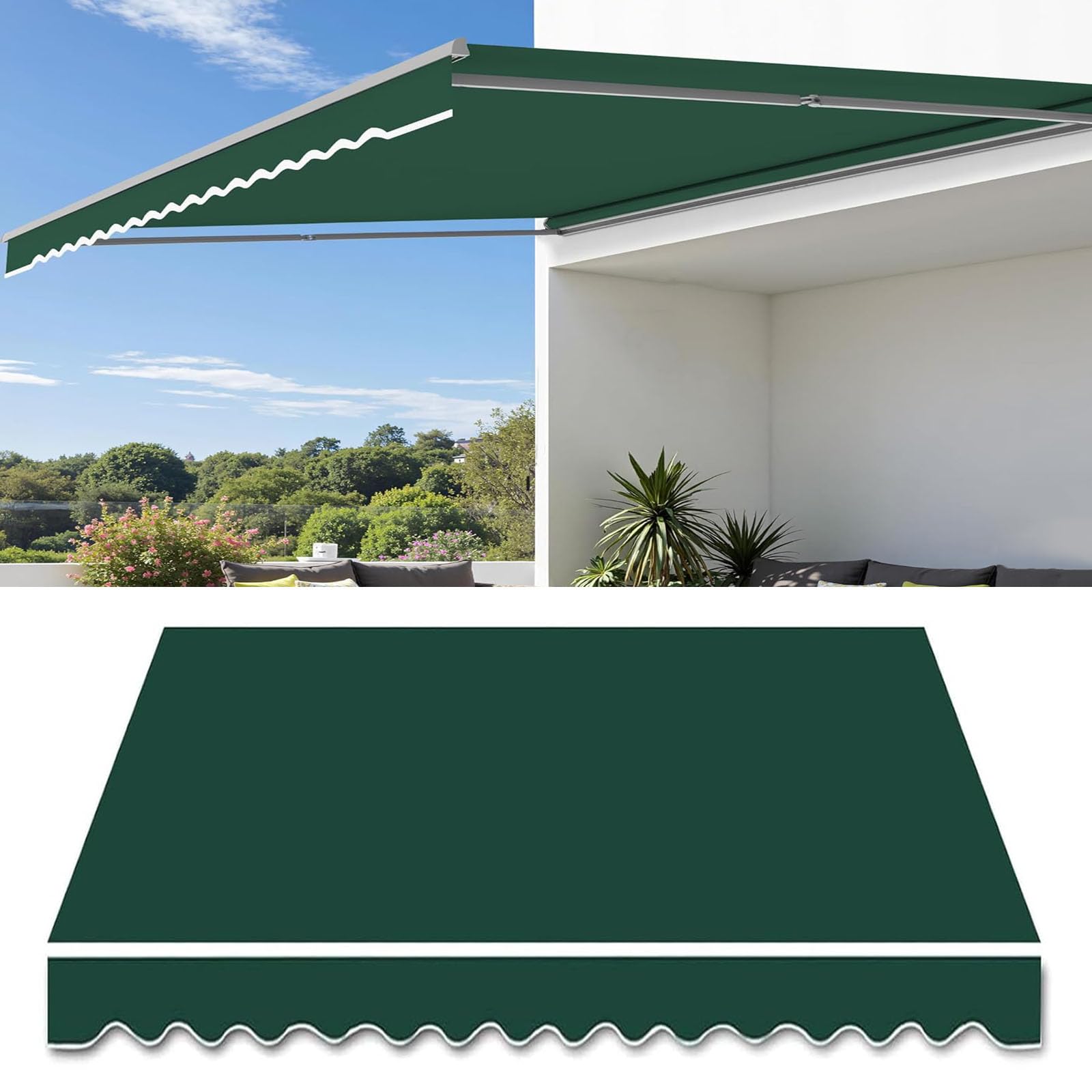 Tissu rétractable manuel contre la pluie et le soleil sur votre terrasse