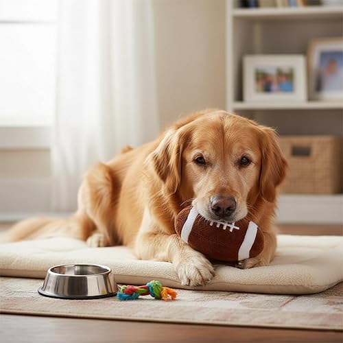 Miniatura 6 de LUOZZY Juguete de peluche con forma de rugby para masticar, juguetes de fútbol para perros, juguetes interactivos para perros, juguetes deportivos