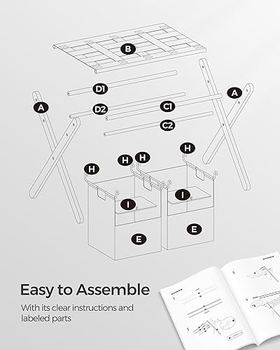 Miniatura 5 de SONGMICS Paquete de 2 portaequipajes con 2 bolsas de lavandería extraíbles, juego de 2 soportes para maleta para habitación de invitados, plegables