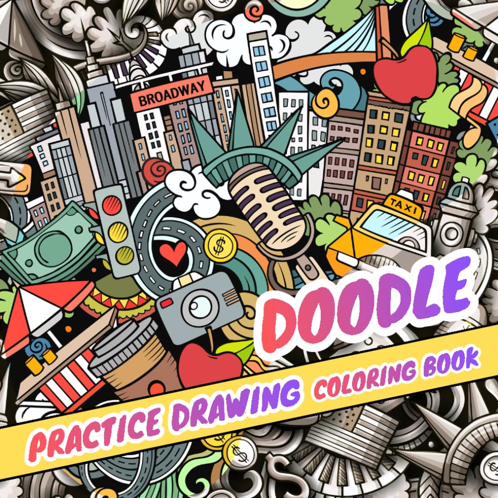 Doodle Practice Drawing: Coloring Book