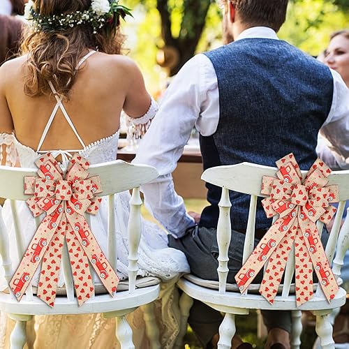 Miniatura 10 de Threetols Arcos grandes para corona del día de San Valentín, lazos de búfalo blanco y negro para puerta delantera, lazos de decoración de corazón