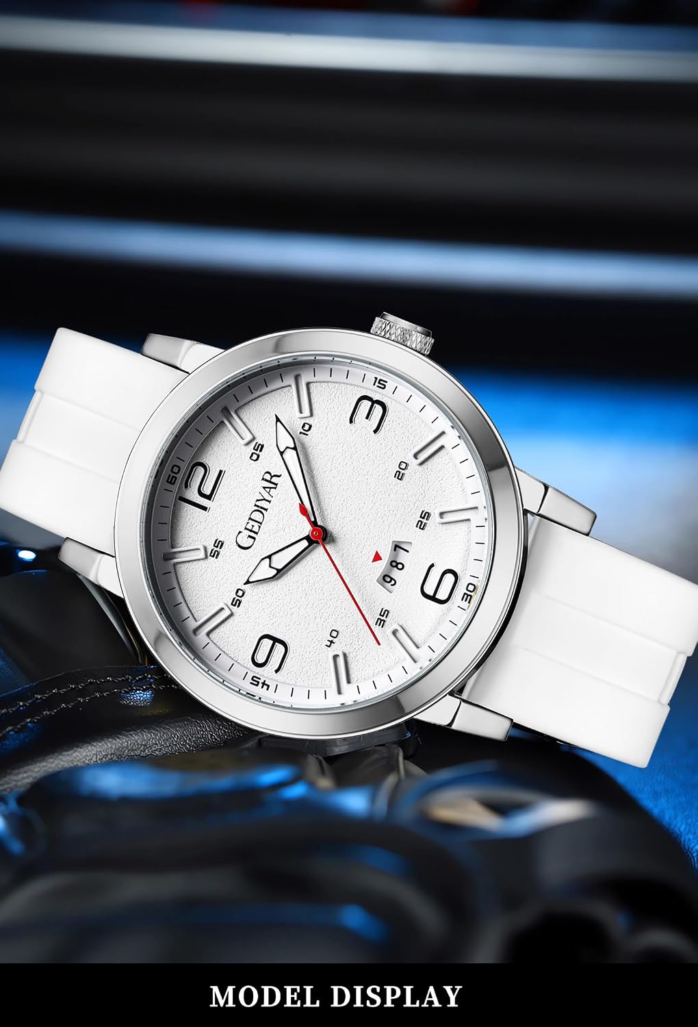 New Men Sports Watch with Quartz Silicone Band Date Display Waterproof Analog Wrist Watches for Mens image 2